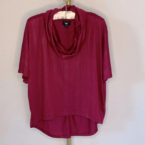 Dolman Batwing Pullover Knit Cowl Neck Pinstripe Top Shirt Cranberry Mossimo M - Picture 1 of 10